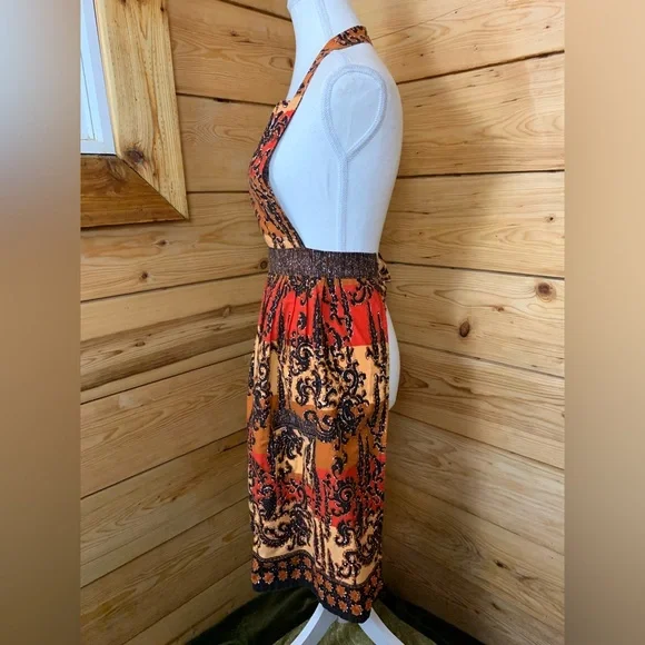 Apron Garden Handmade Pockets Orange Black Geometric Sexy Fashion Size Medium‎ - Picture 3 of 4